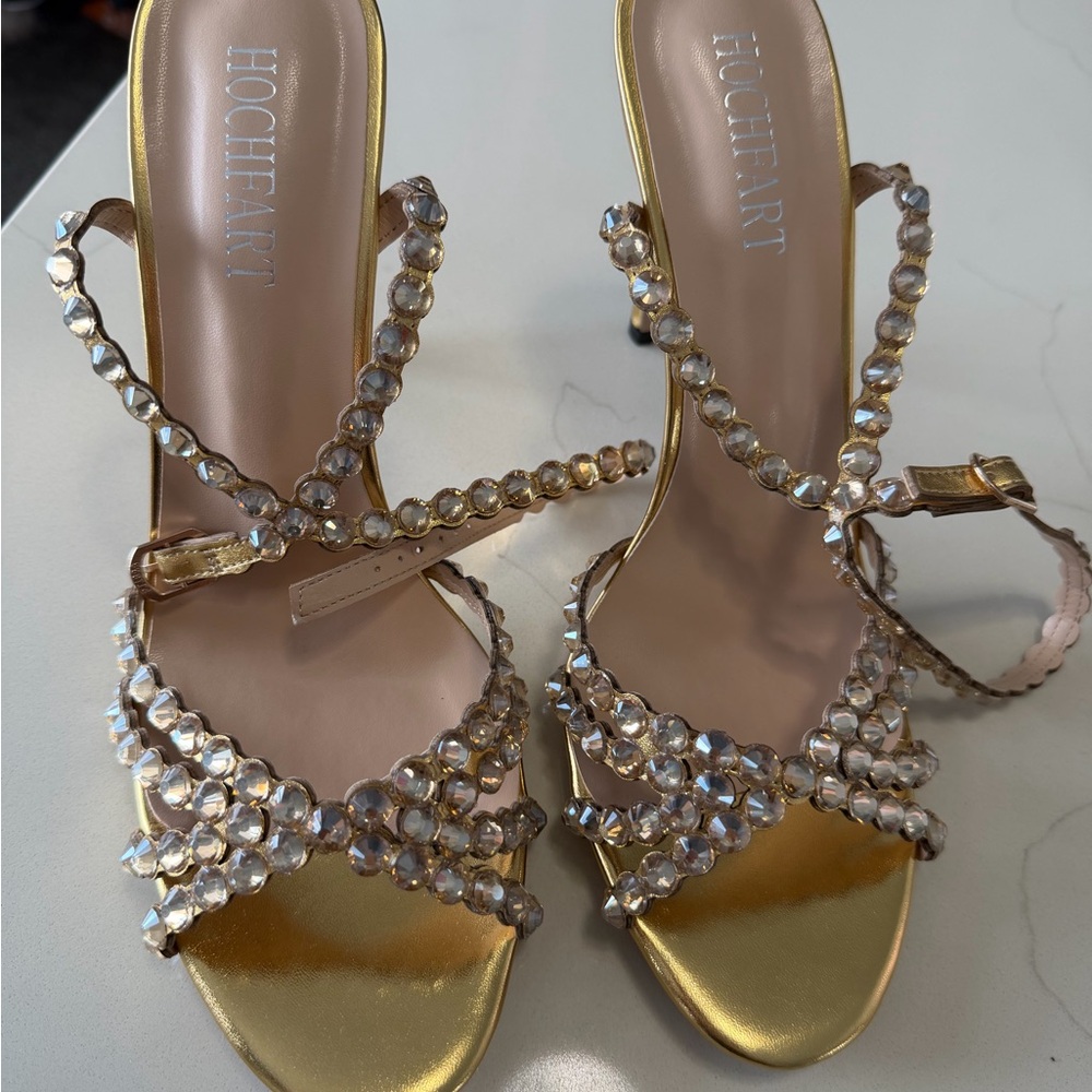 NEW Gold Crystal Embellished Women's Sandals